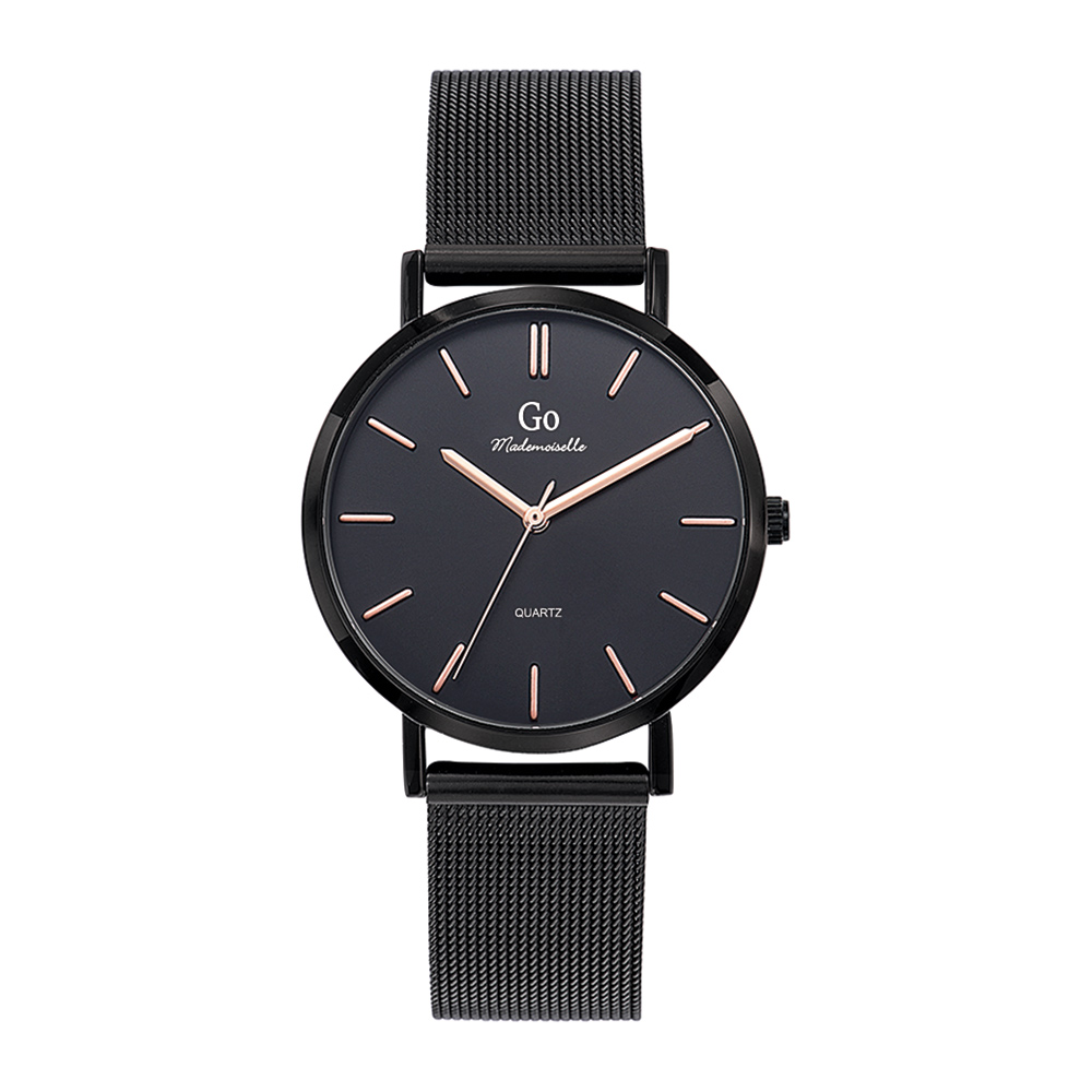 Montre Femme Boîtier Noir Bracelet Métal Noir - 695993