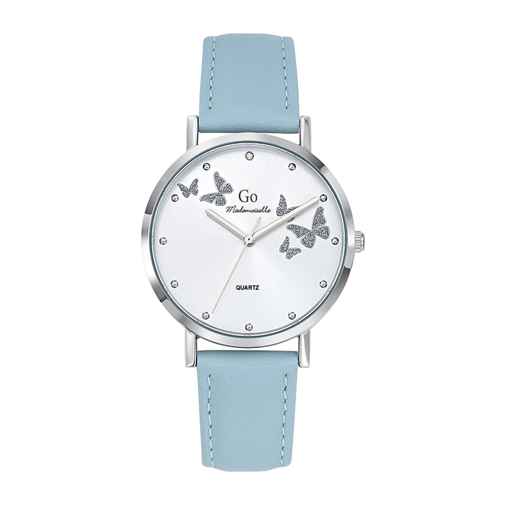 Montre Femme Boîtier Argenté Bracelet Cuir Bleu - 699347