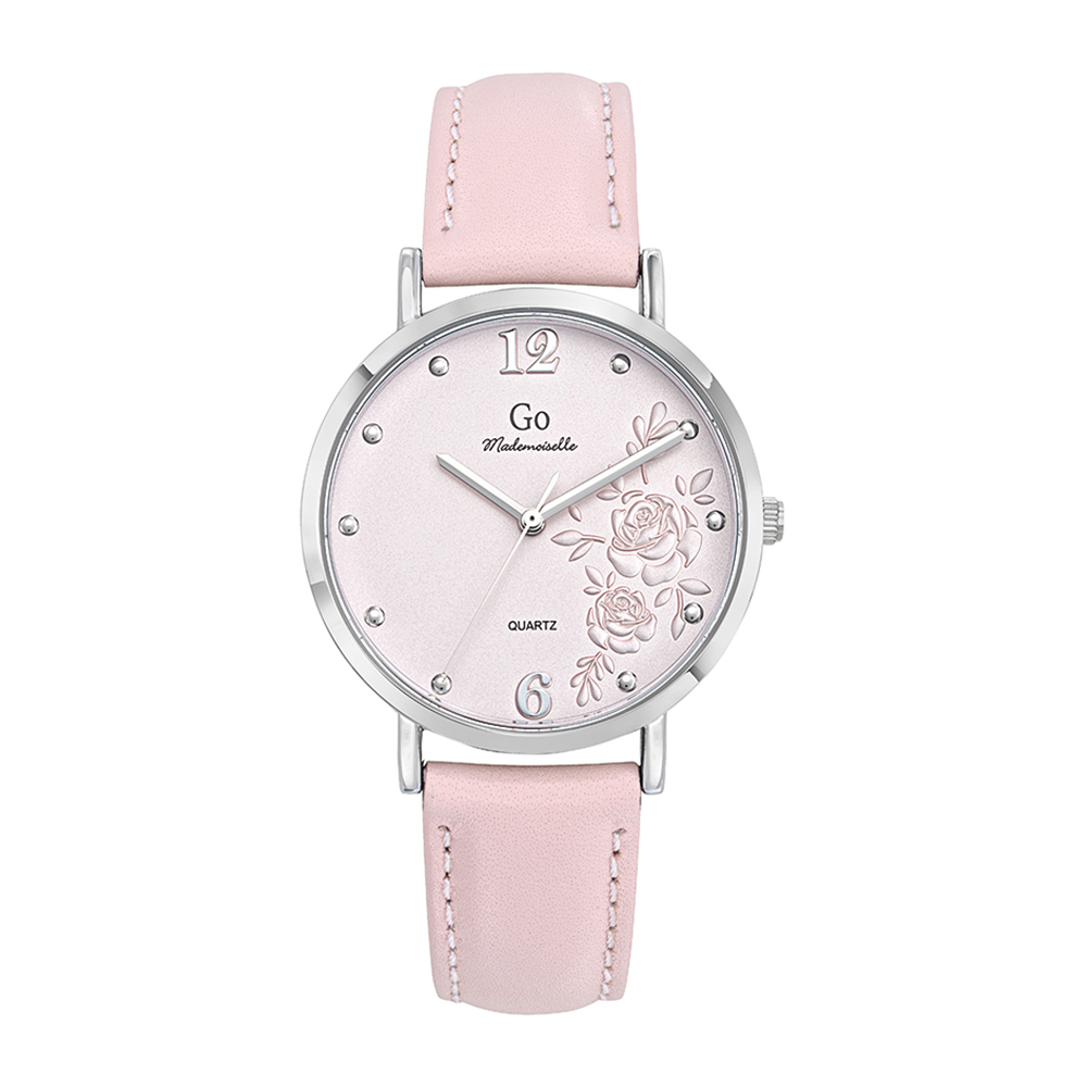 Montre Femme Boîtier Argenté Bracelet Cuir Rose - 699452