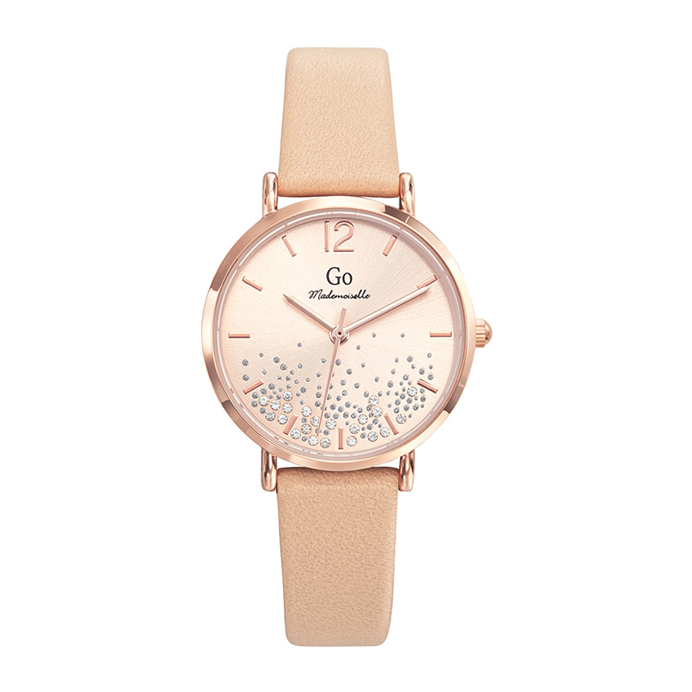 Montre Femme Boîtier Or Bracelet Cuir Beige - 699459