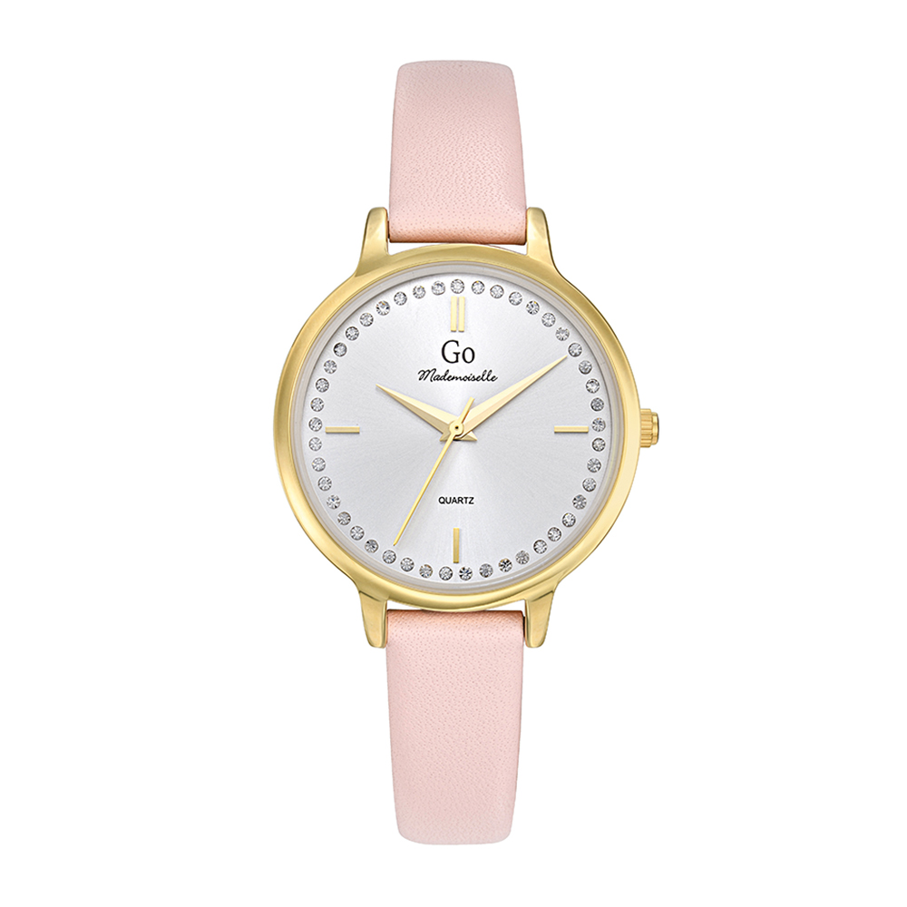 Montre Femme Boîtier Doré Bracelet Cuir Rose - 699537