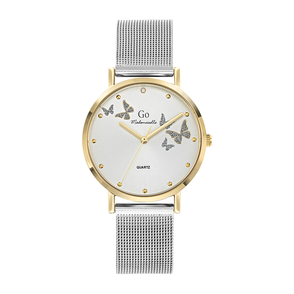 Montre Femme Boîtier Doré Bracelet Métal Argenté - 695362