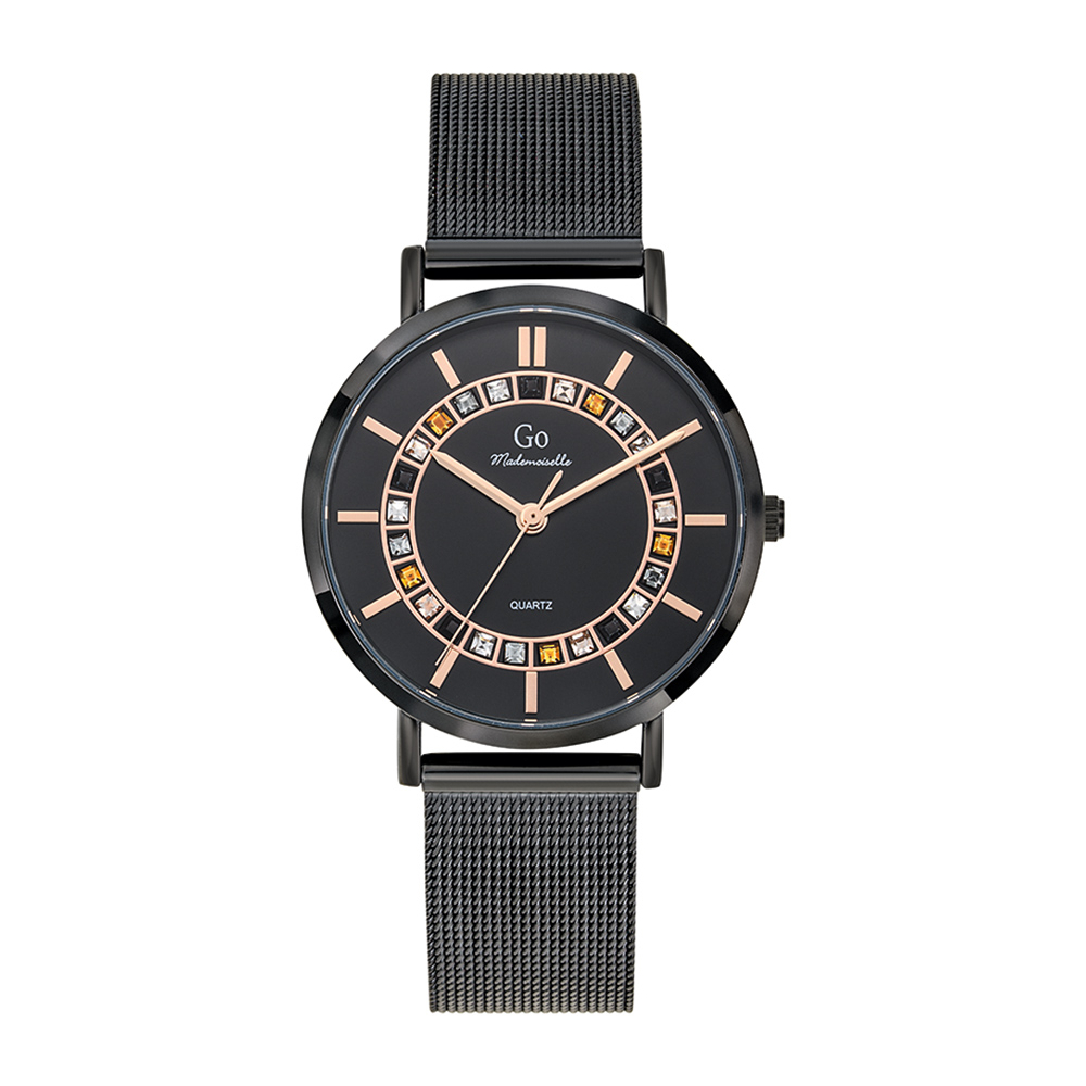 Montre Femme Boîtier Noir Bracelet Métal Noir - 695542