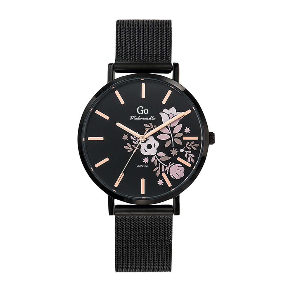 Montre Femme Boîtier Noir Bracelet Métal Noir - 695912