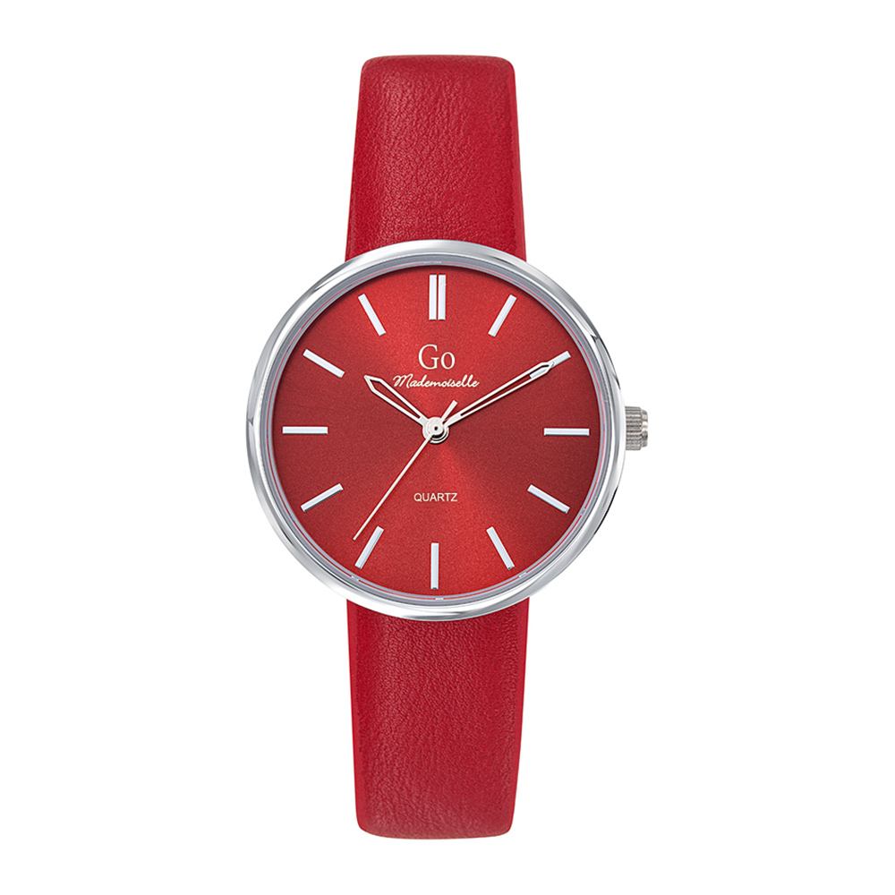 Montre Femme Boîtier Argenté Bracelet Synthétique Rouge - 699315