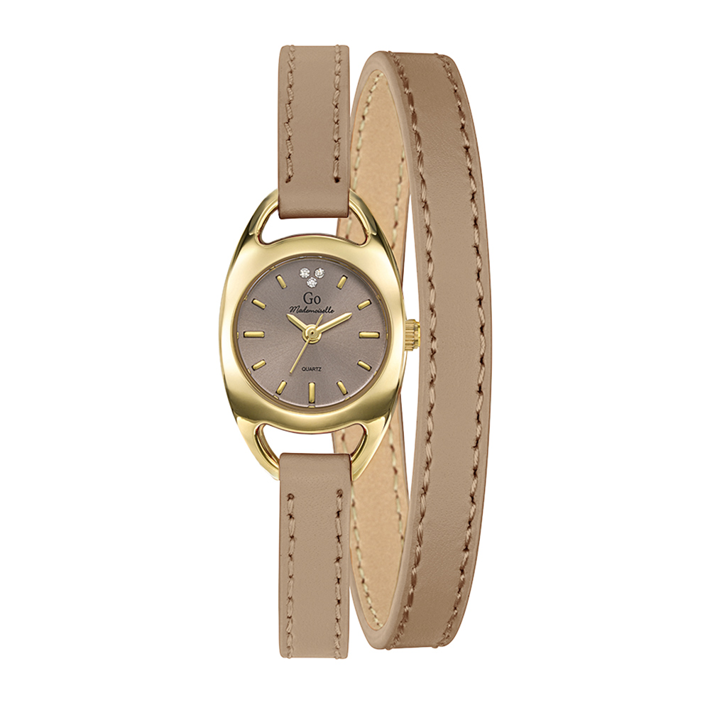 Montre Femme Boîtier Doré Bracelet Cuir Marron - 699382