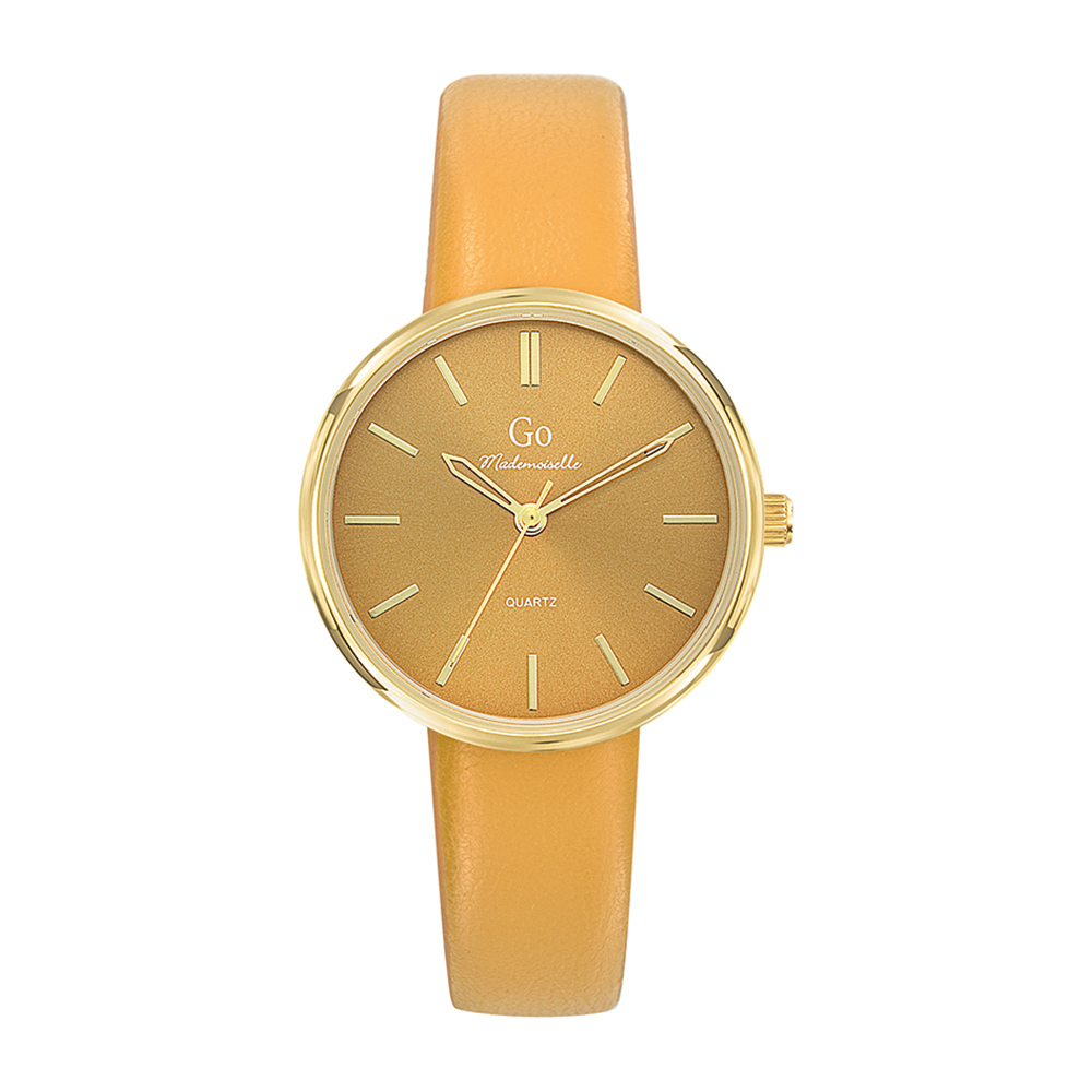 Montre Femme Boîtier Doré Bracelet Synthétique Moutarde - 699446