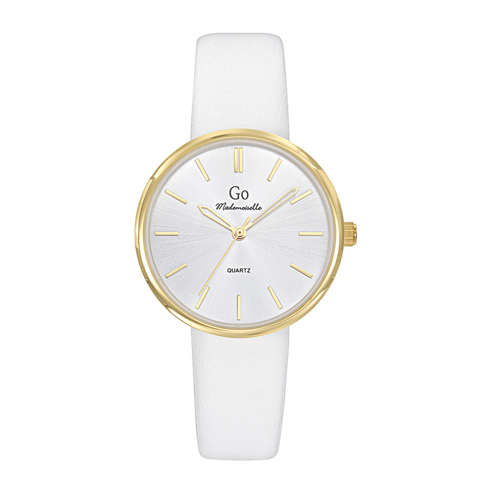 Montre Femme Boîtier Doré Bracelet Synthétique Blanc - 699447