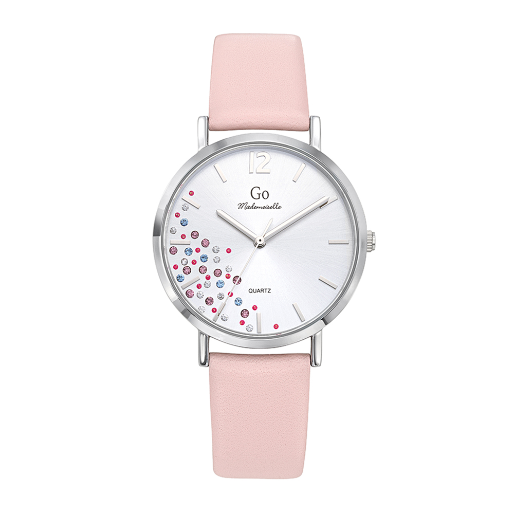 Montre Femme Boîtier Argenté Bracelet Cuir Rose - 699449