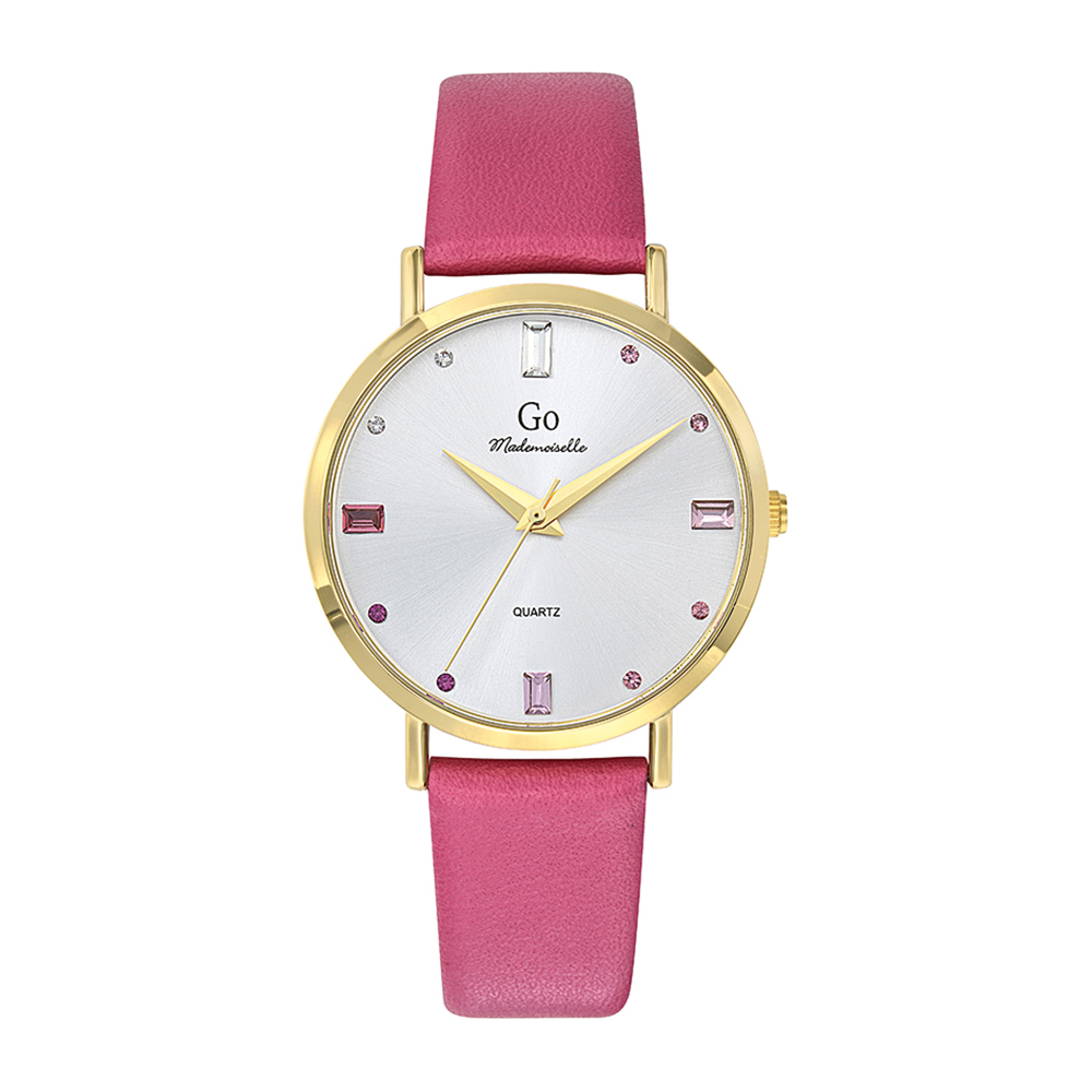 Montre Femme Boîtier Doré Bracelet Cuir Fuchsia - 699538