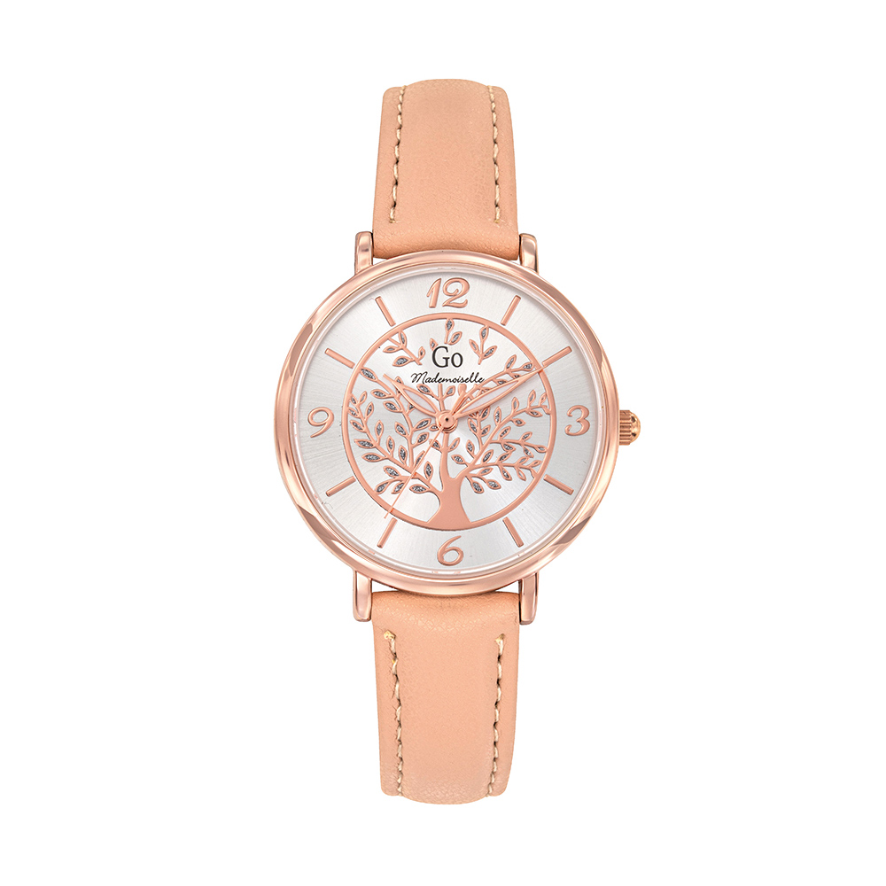 Montre Femme Boîtier Doré rose Bracelet Synthétique Beige - 699567