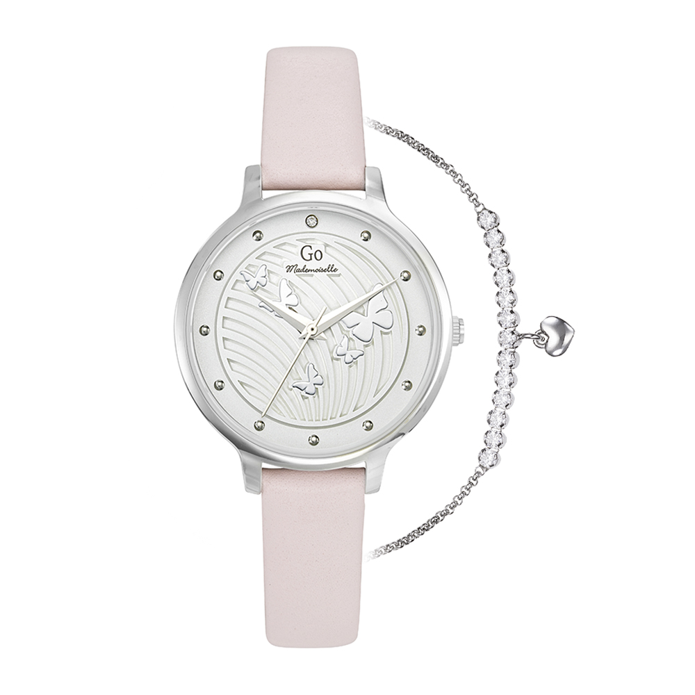 Montre Femme Boîtier Argenté Bracelet Cuir Rose - 697160