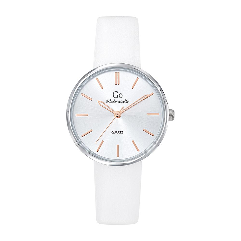 Montre Femme Boîtier Argenté Bracelet Synthétique Blanc - 699313