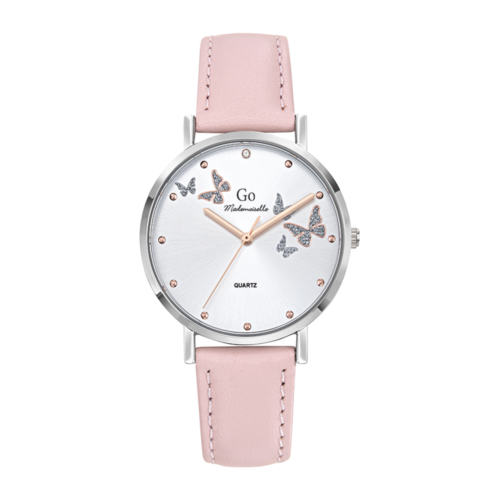 Montre Femme Boîtier Argenté Bracelet Cuir Rose - 699349