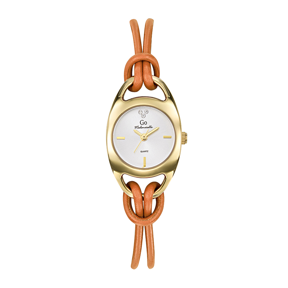 Montre Femme Boîtier Doré Bracelet Cuir Orange - 699370