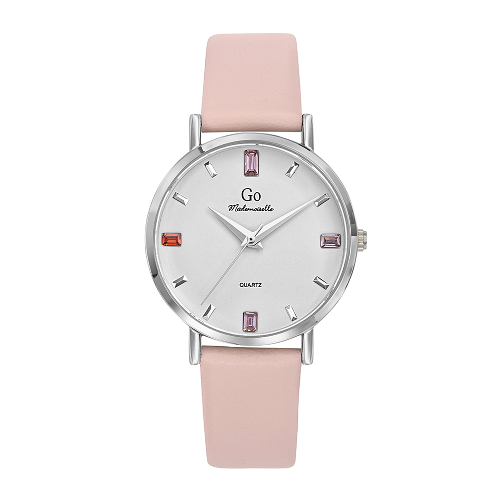 Montre Femme Boîtier Argenté Bracelet Cuir Rose - 699420