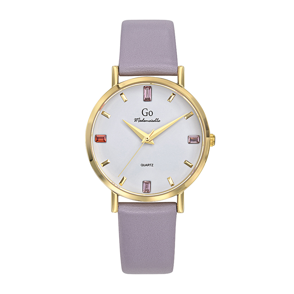 Montre Femme Boîtier Doré Bracelet Cuir Violet - 699421