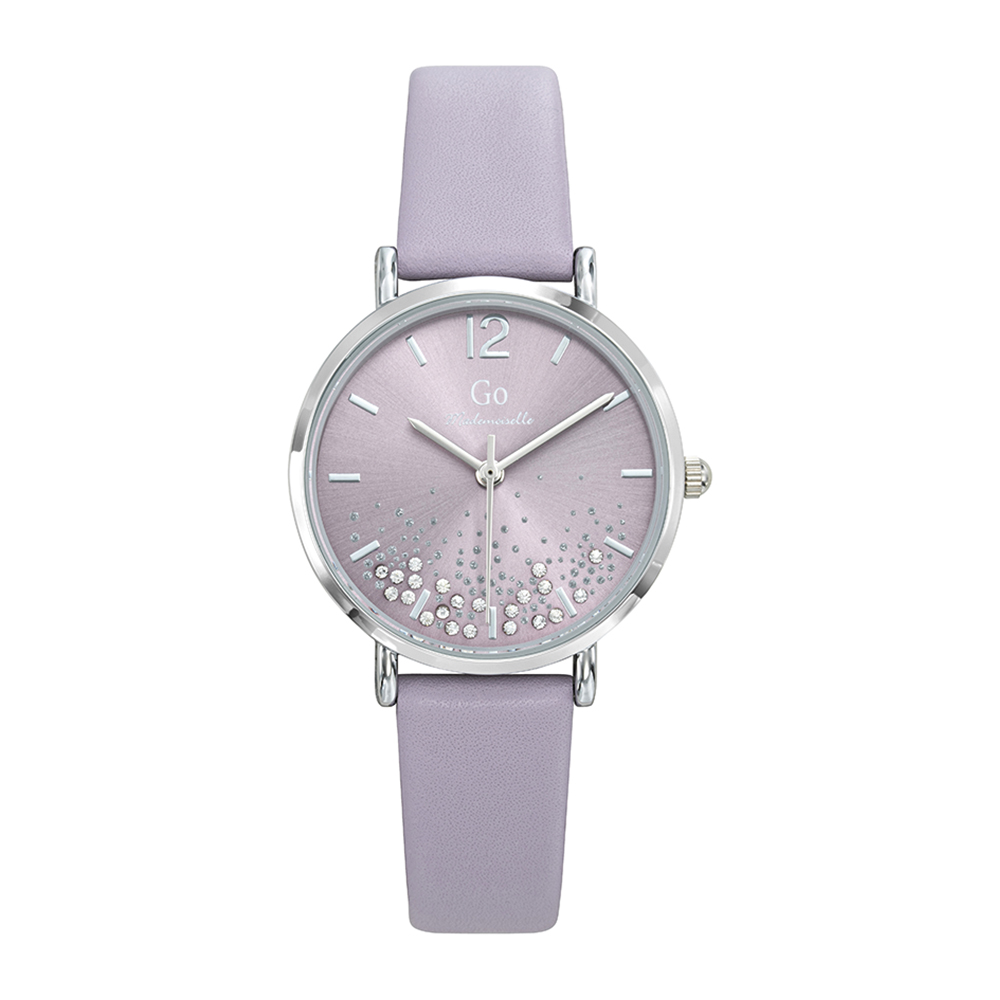 Montre Femme Boîtier Argenté Bracelet Cuir Violet - 699456