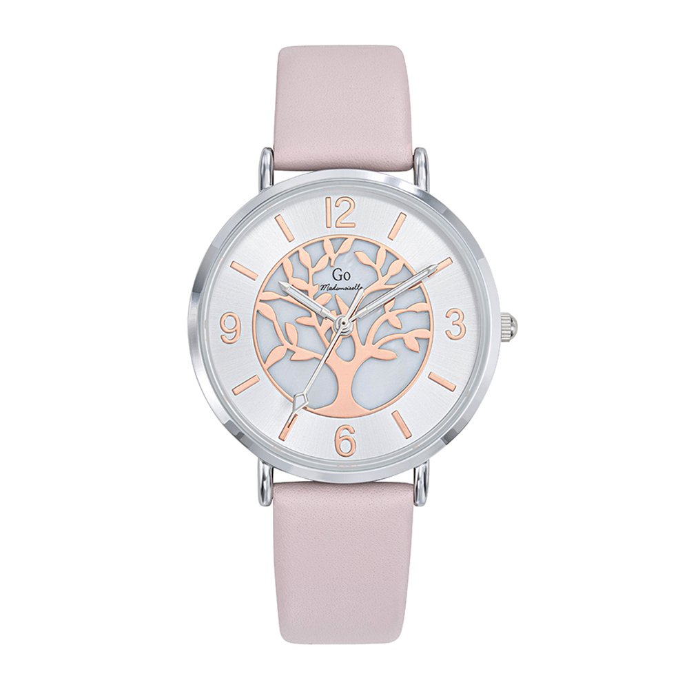 Montre Femme Boîtier Argenté Bracelet Cuir Rose - 699502