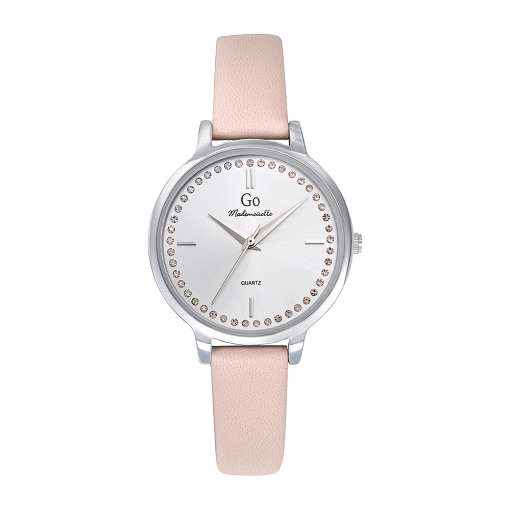 Montre Femme Boîtier Argenté Bracelet Cuir Rose - 699536