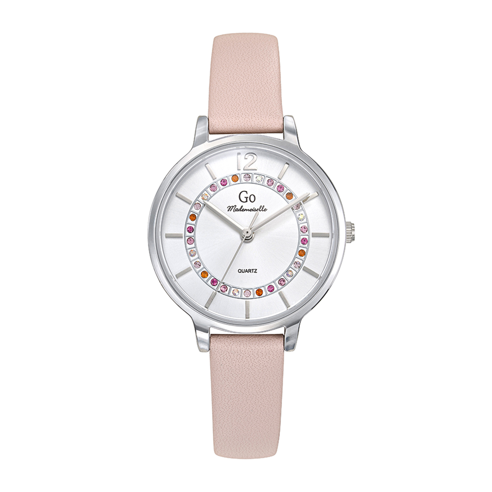 Montre Femme Boîtier Argenté Bracelet Cuir Rose - 699541