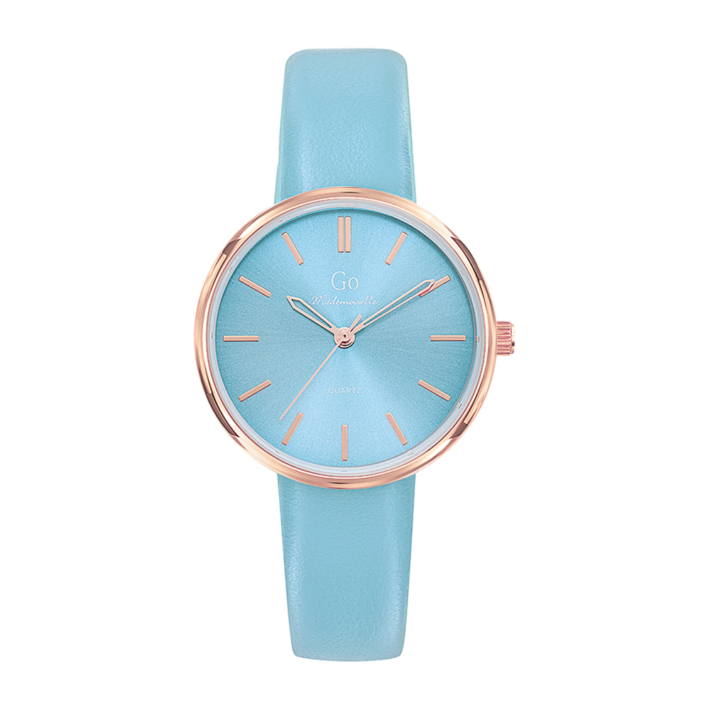 Montre Femme Boîtier Doré rose Bracelet Synthétique Bleu - 699445