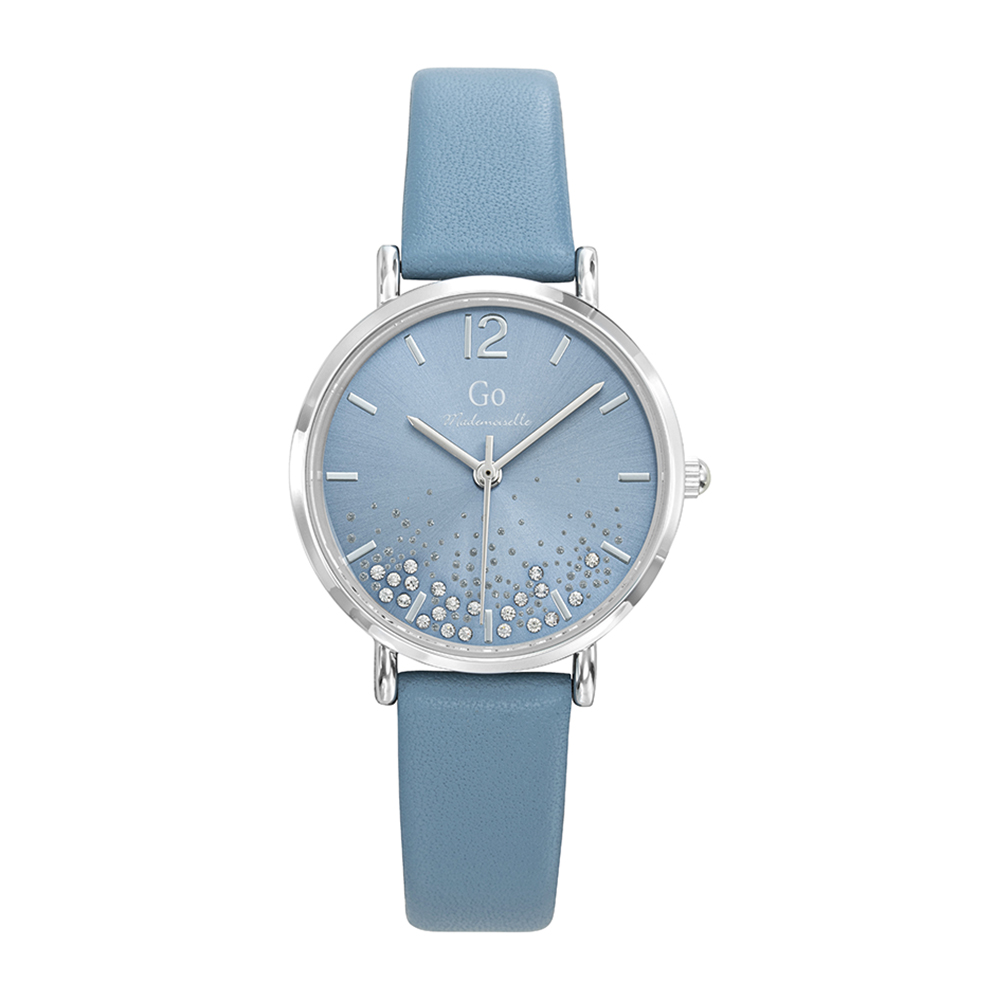 Montre Femme Boîtier Argenté Bracelet Cuir Bleu - 699457