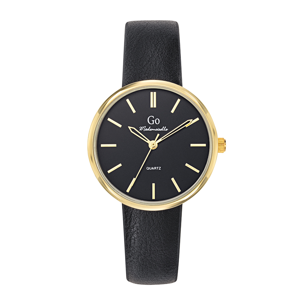 Montre Femme Boîtier Doré Bracelet Synthétique Noir - 699505