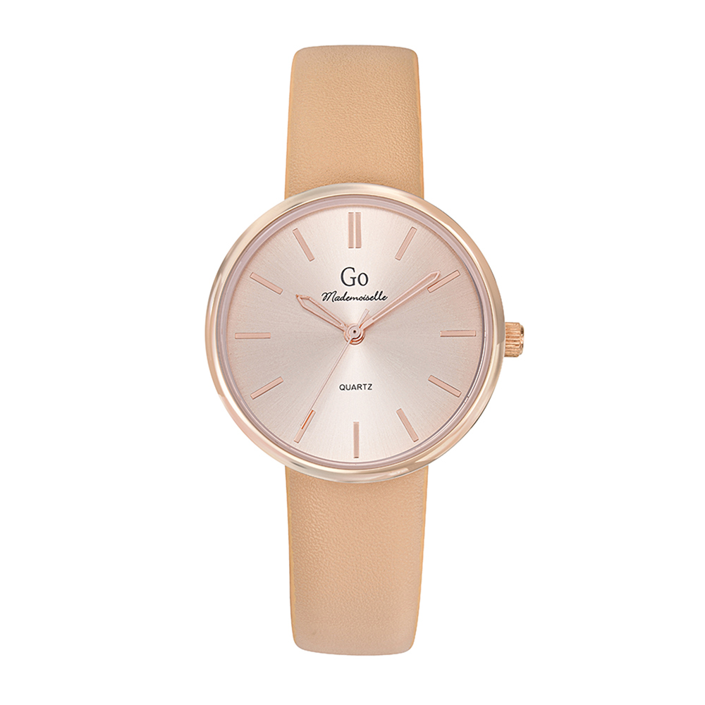 Montre Femme Boîtier Doré rose Bracelet Synthétique Beige - 699520