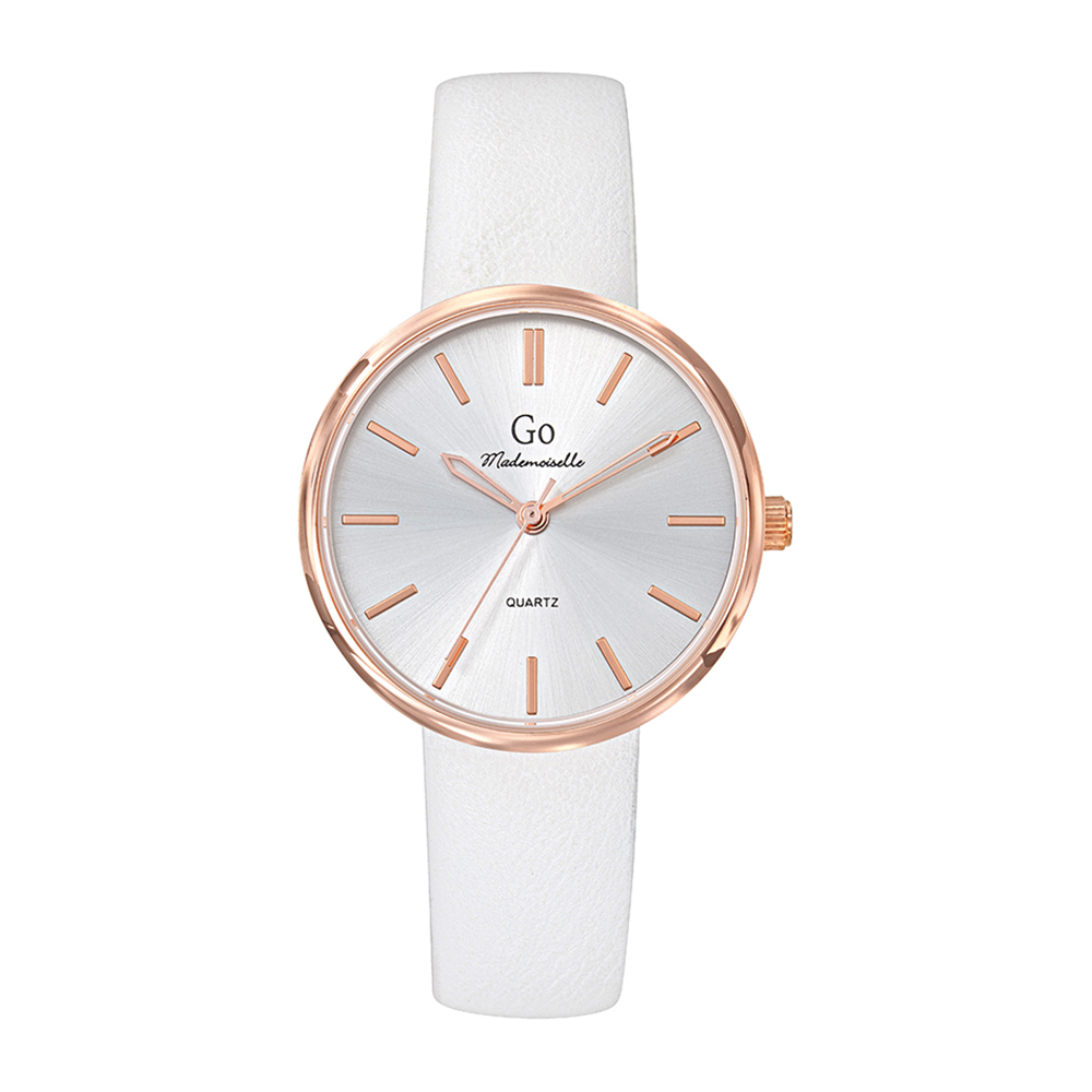 Montre Femme Boîtier Doré rose Bracelet Synthétique Blanc - 699531