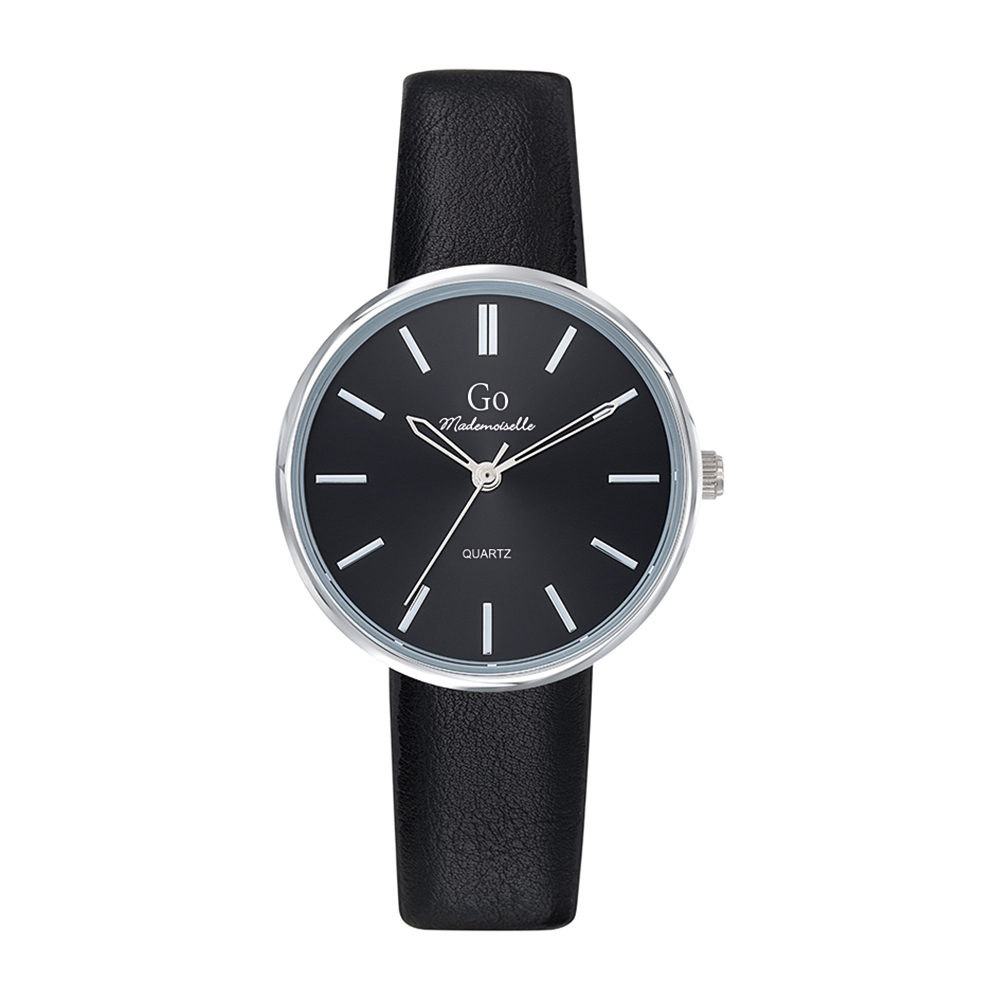 Montre Femme Boîtier Argenté Bracelet Synthétique Noir - 699317