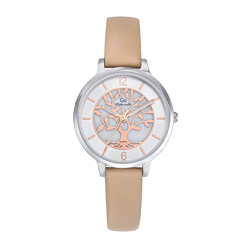 Montre Femme Boîtier Argenté Bracelet Cuir Beige - 699522