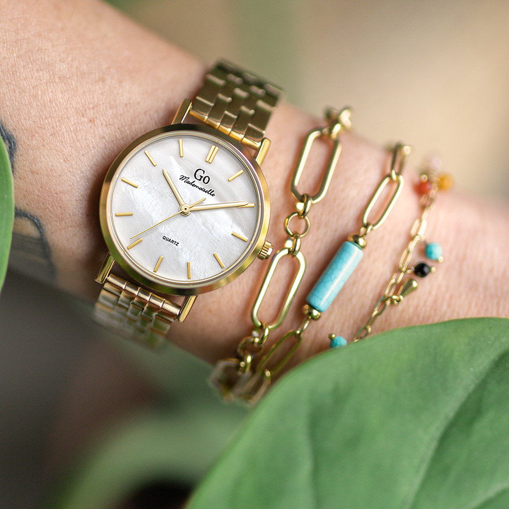 Montre Femme Boîtier Doré Bracelet Métal Doré - 695371 – Image 3