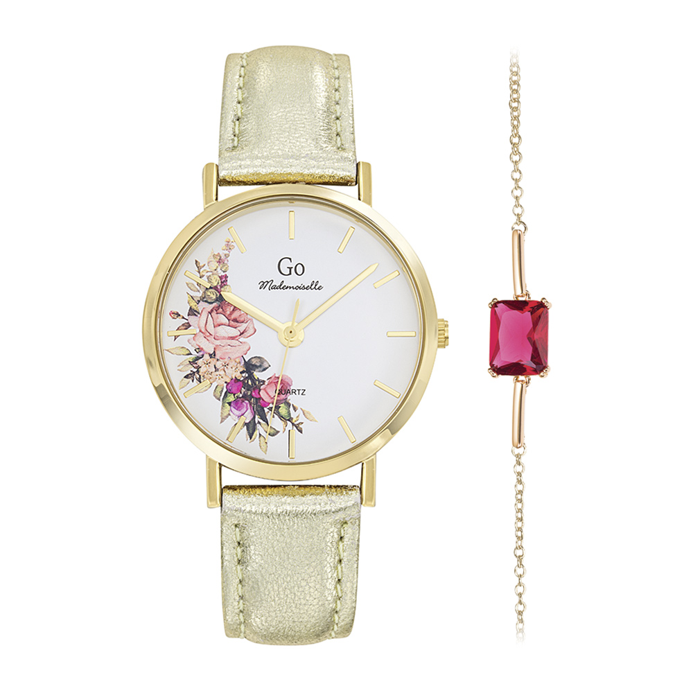 Montre Femme Boîtier Doré Bracelet Cuir Doré - 698244