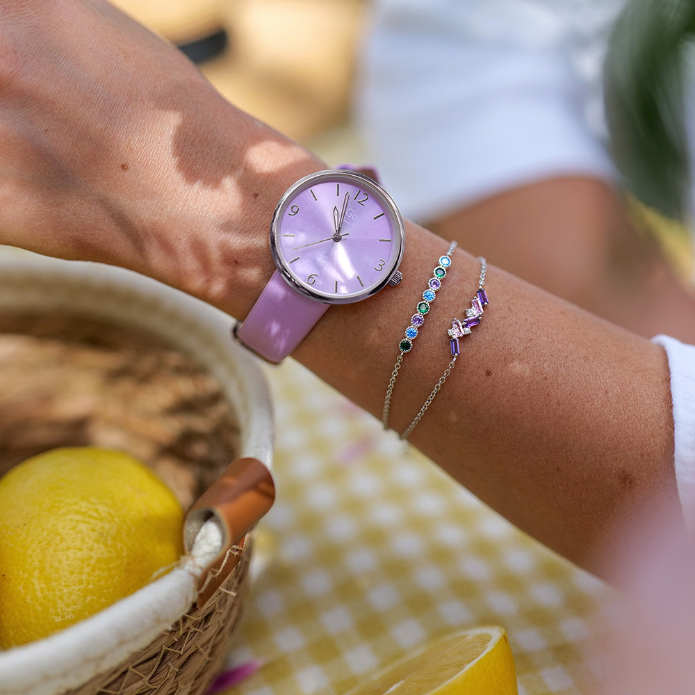 Montre Femme Boîtier Argenté Bracelet Synthétique Violet - 699340 – Image 2