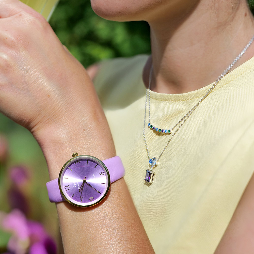 Montre Femme Boîtier Argenté Bracelet Synthétique Violet - 699340 – Image 3