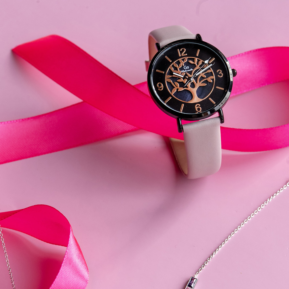 Montre Femme Boîtier Noir Bracelet Cuir Rose - 699481 – Image 2