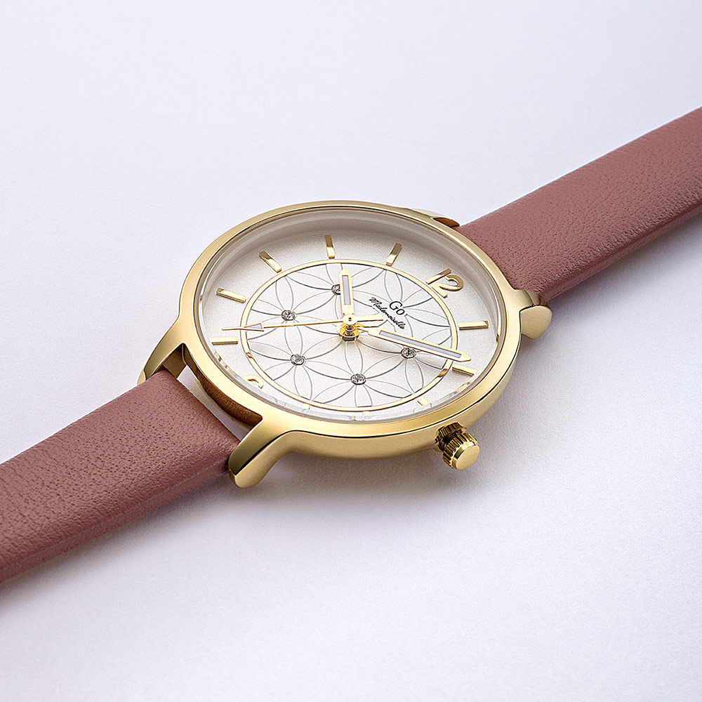 Montre Femme Boîtier Doré Bracelet Cuir Rose - 699598 – Image 2