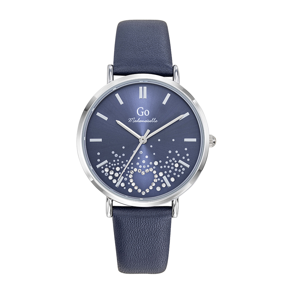 Montre Femme Boîtier Argenté Bracelet Cuir Bleu - 699604