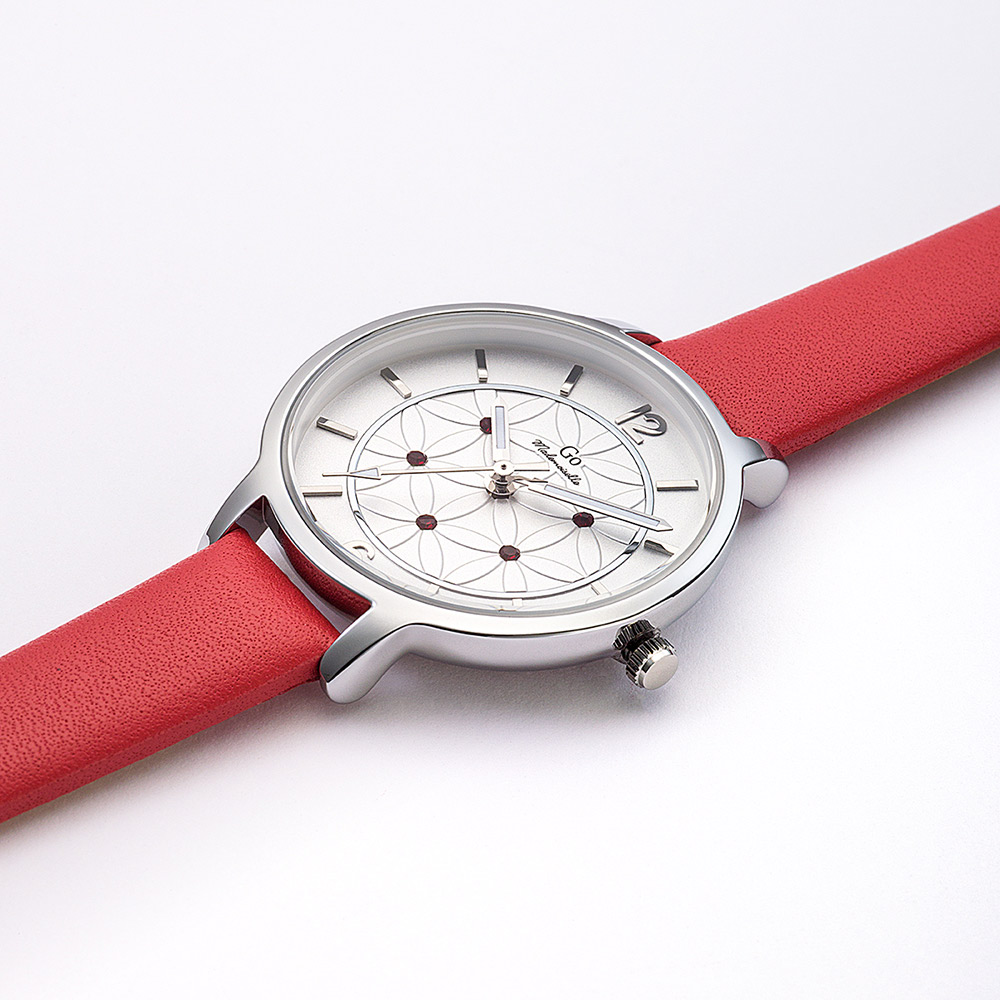 Montre Femme Boîtier Argenté Bracelet Cuir Rouge - 699607 – Image 2