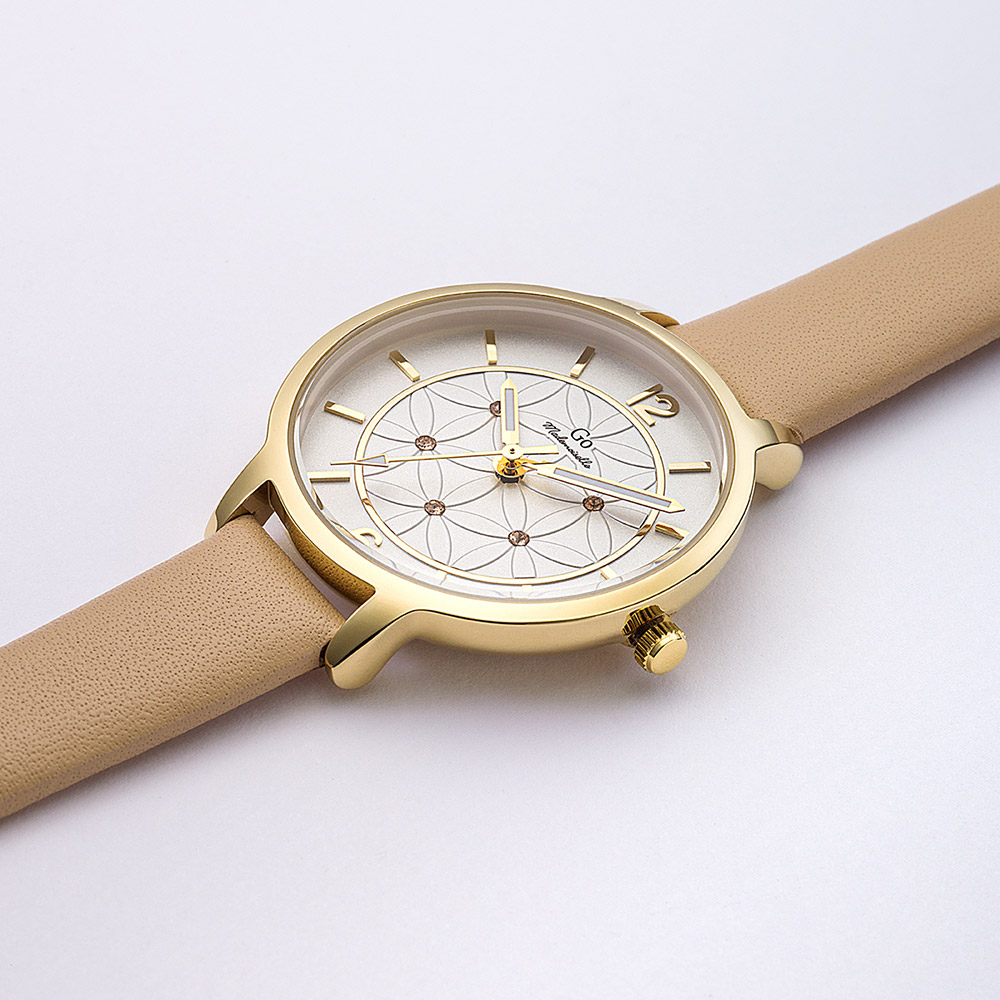 Montre Femme Boîtier Doré Bracelet Cuir Beige - 699608 – Image 2