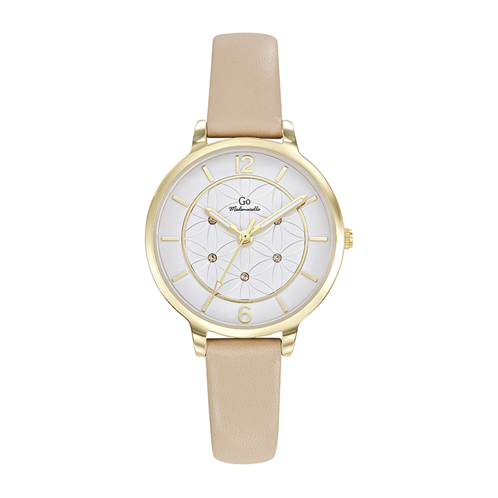 Montre Femme Boîtier Doré Bracelet Cuir Beige - 699608
