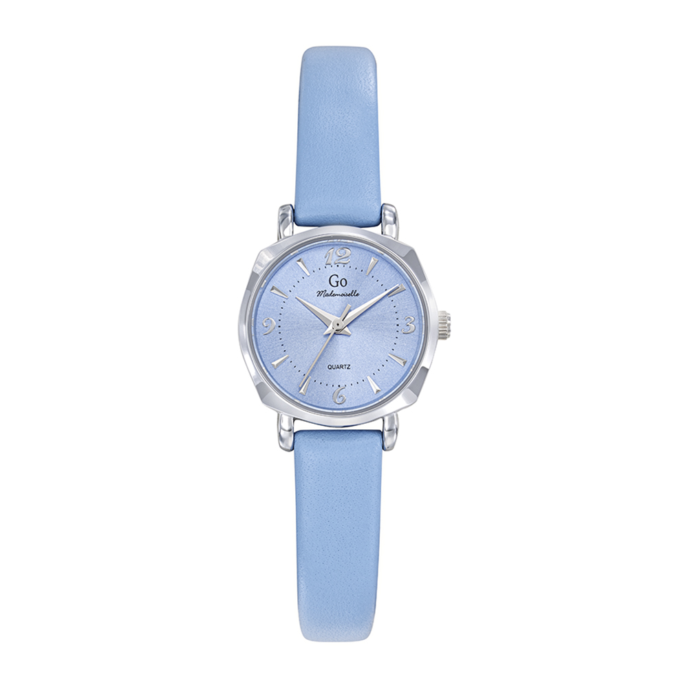 Montre Femme Boîtier Argenté Bracelet Cuir Bleu - 699621