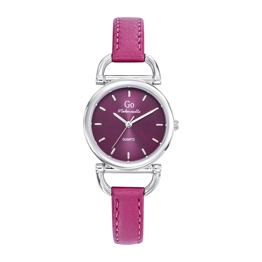Montre Femme Boîtier Argenté Bracelet Cuir Rose - 699629