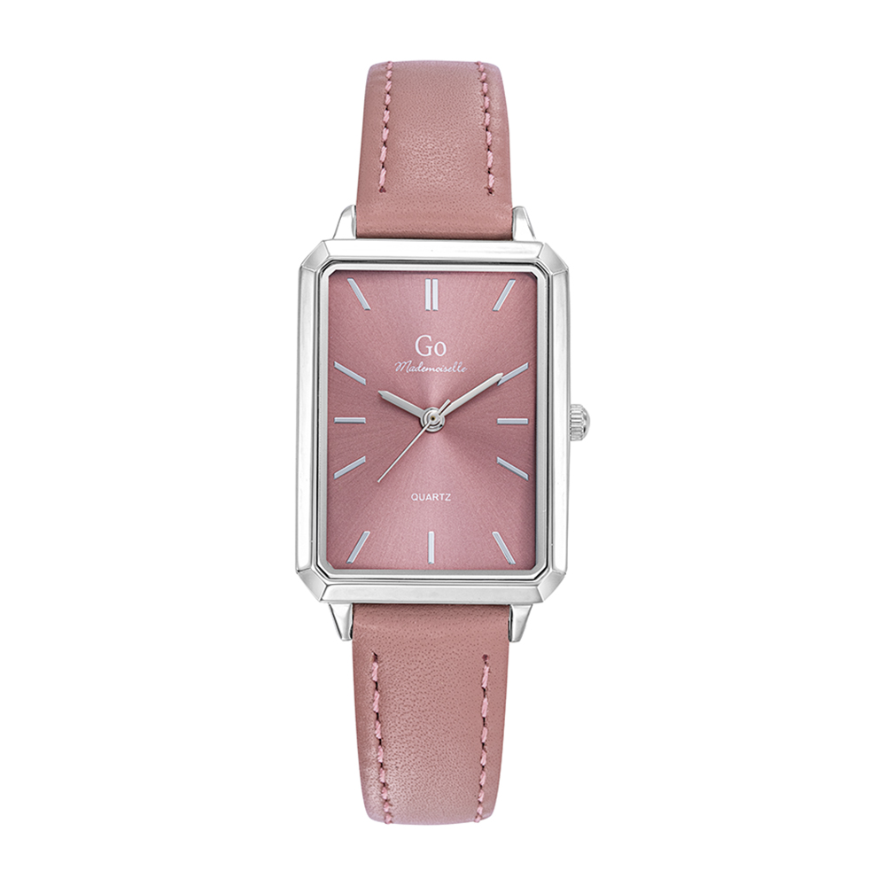 Montre Femme Boîtier Argenté Bracelet Cuir Rose - 699640