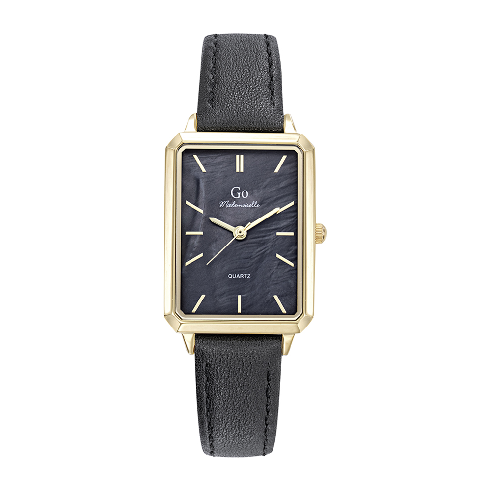 Montre Femme Boîtier Doré Bracelet Cuir Noir - 699643