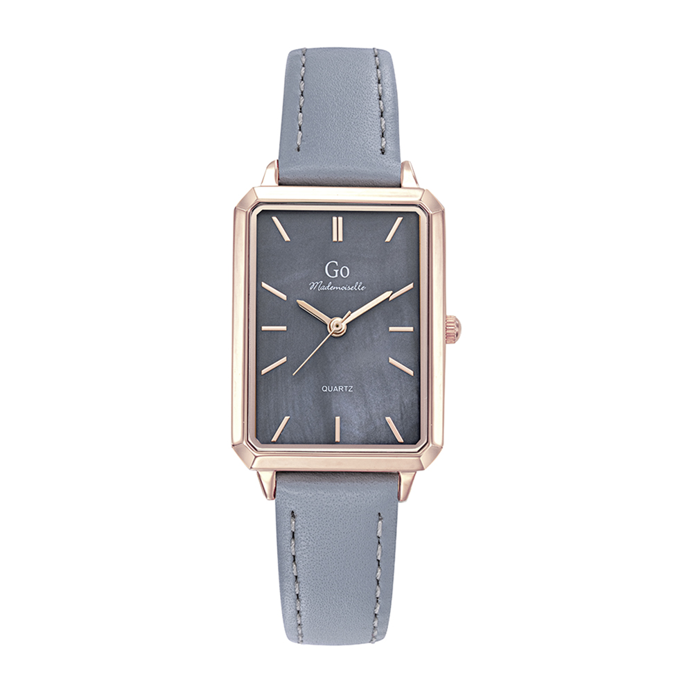 Montre Femme Boîtier Doré rose Bracelet Cuir Gris - 699645