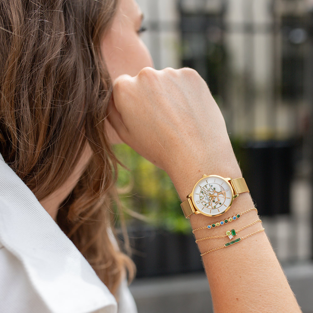 Montre Femme Boîtier Doré Bracelet Métal Doré - 695571 – Image 3