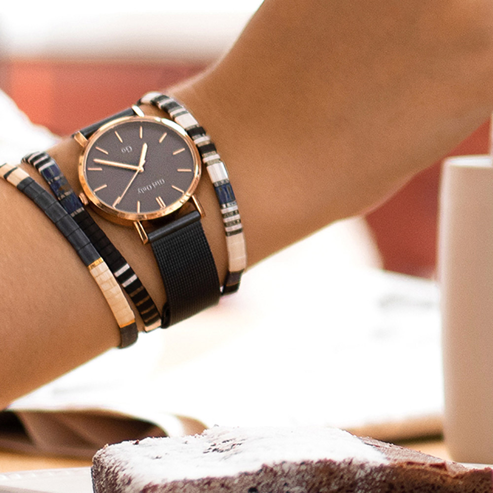 Montre Femme Boîtier Noir Bracelet Métal Noir - 695993 – Image 4