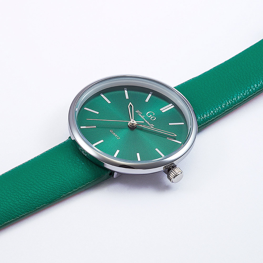 Montre Femme Boîtier Argenté Bracelet Synthétique Vert - 699336 – Image 2